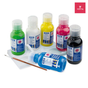 MILAN Poster Color -  Box of 6 x 125 ml bottles of poster paint with paintbrush (12 set in one carton)