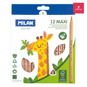 MILAN Color pencils -  Box 12 MAXI triangular colour pencils, FSC®-certified wood (12 box sets in 1 carton)