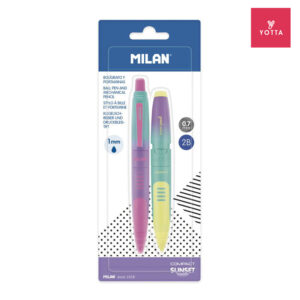 MILAN Pen - Blister pack 1 blue ink pen + 1 mechanical pencil COMPACT Sunset (24 Set per box)
